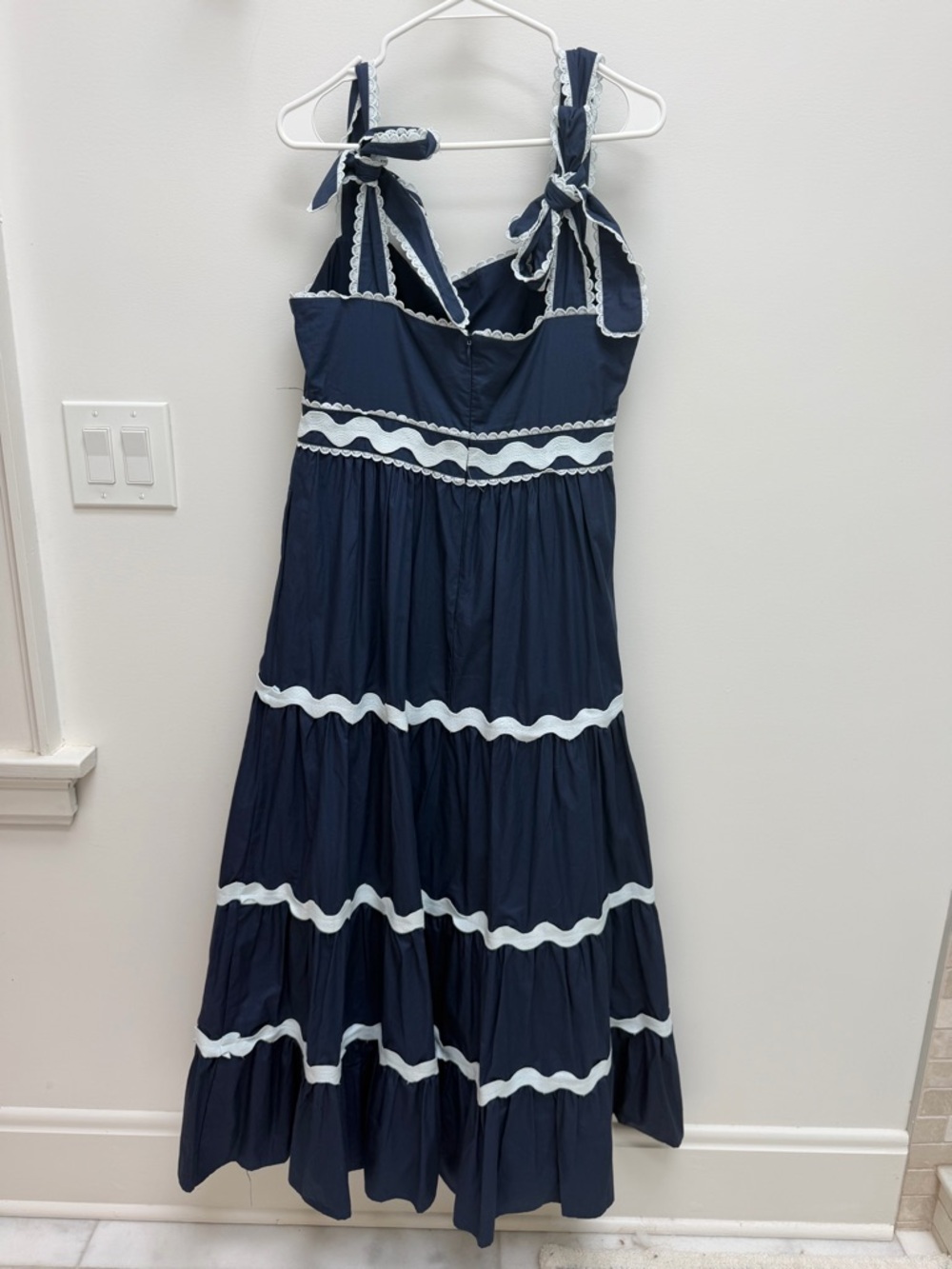 NWOT TCEC Navy and White Tiered Maxi Sundress - Picture 2 of 3